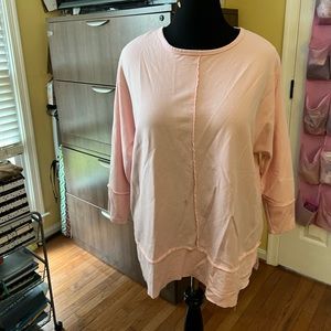 Light pink, tunic style sweatshirt by Jones NY, Size L.